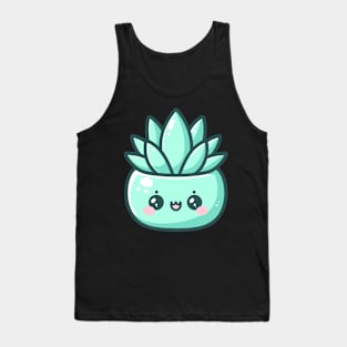 Cute Kawaii Succulent in Pot | Cute Kawaii Potted Plant Design for Kawaii Lovers Tank Top